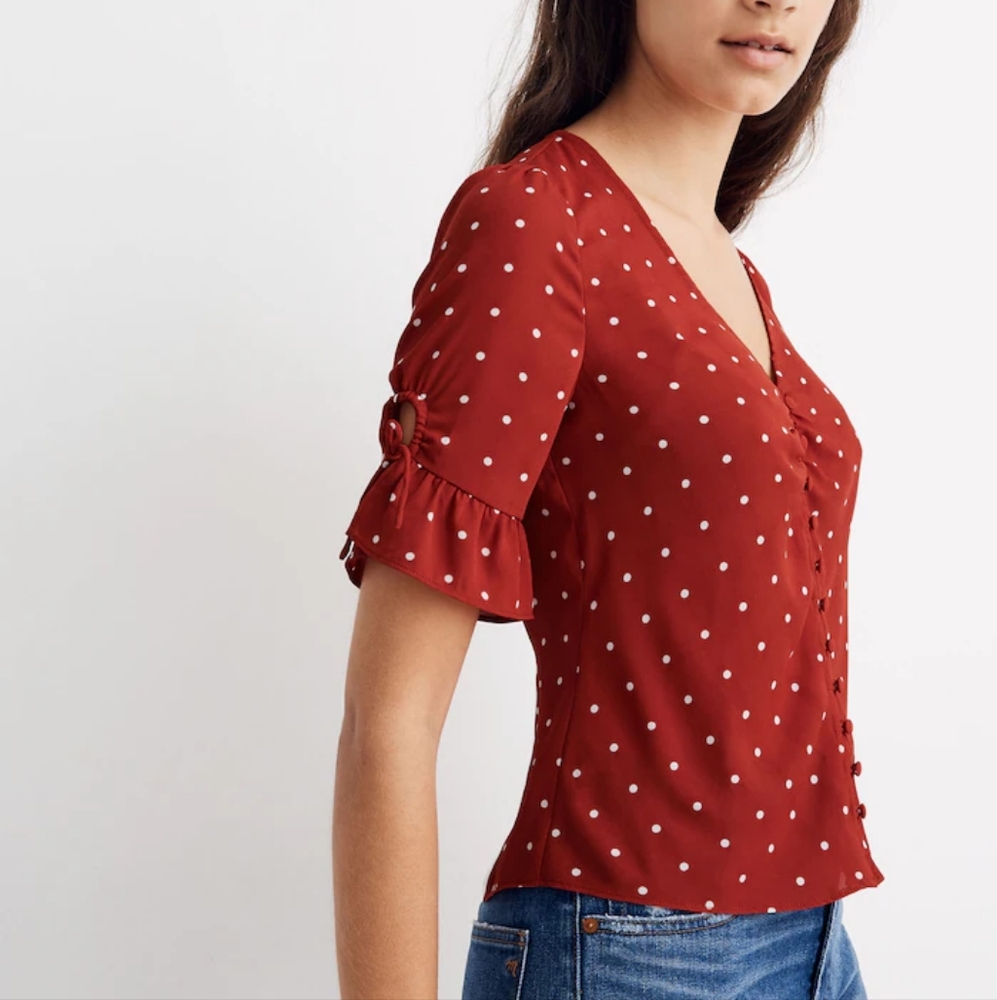 NWT Daylight Tie-Sleeve Top in Polka Dot Size 0